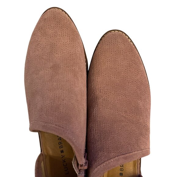 Lucky Brand Felixah Ankle Booties Blush Pink Size Women 9.5 M Suede Boots Rose - Picture 7 of 10